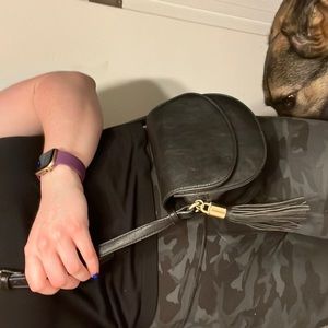 Small black leather purse/clutch